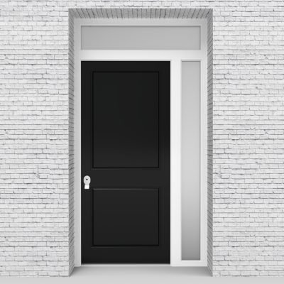 6.single Door With Right Side Panel And Transom Two Panel Jet Black (ral9005)