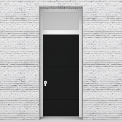 6.single Door With Transom 4 Horizontal Lines Jet Black (ral9005)
