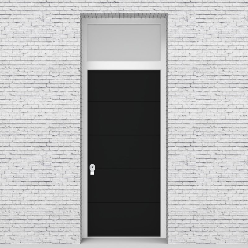 6.single Door With Transom 4 Horizontal Lines Jet Black (ral9005)