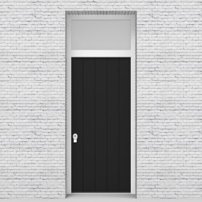 6.single Door With Transom 4 Vertical Lines Jet Black (ral9005)