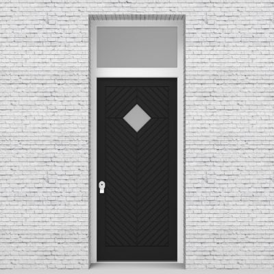 6.single Door With Transom Cottage Style With Diamond Pane Jet Black (ral9005)