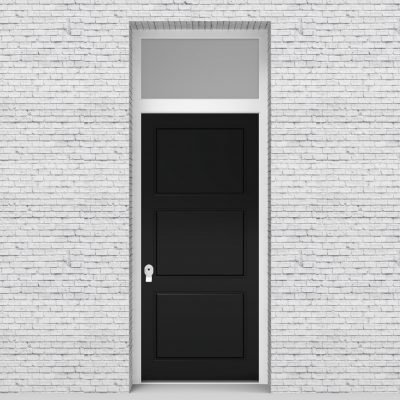 6.single Door With Transom Edwardian 3 Equal Panel Jet Black (ral9005)