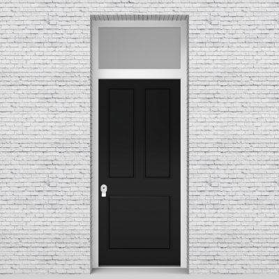 6.single Door With Transom Edwardian 3 Pane Jet Black (ral9005)