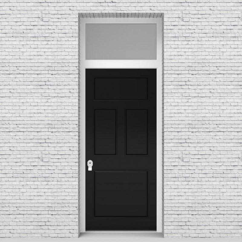 6.single Door With Transom Edwardian 4 Panel Jet Black (ral9005)