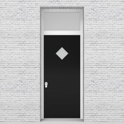 6.single Door With Transom Plain With Diamond Pane Jet Black (ral9005)