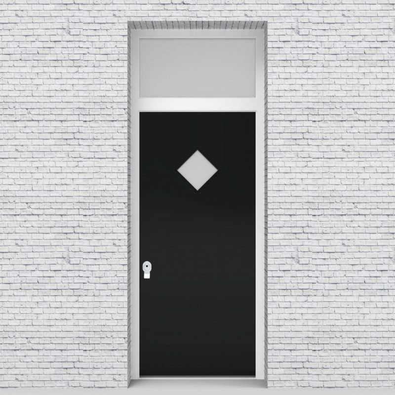 6.single Door With Transom Plain With Diamond Pane Jet Black (ral9005)