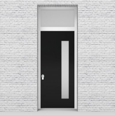 6.single Door With Transom Plain With Hinge Side Glass Jet Black (ral9005)