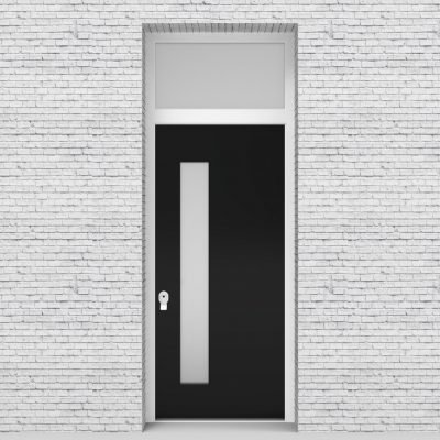 6.single Door With Transom Plain With Lock Side Glass Jet Black (ral9005)