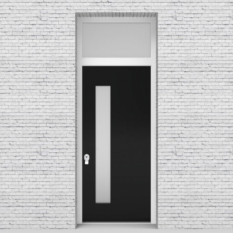 6.single Door With Transom Plain With Lock Side Glass Jet Black (ral9005)