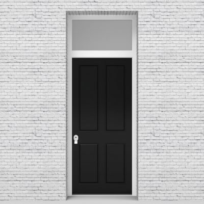 6.single Door With Transom Victorian 4 Panel Jet Black (ral9005)