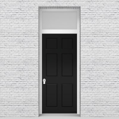 6.single Door With Transom Victorian 6 Panel Jet Black (ral9005)