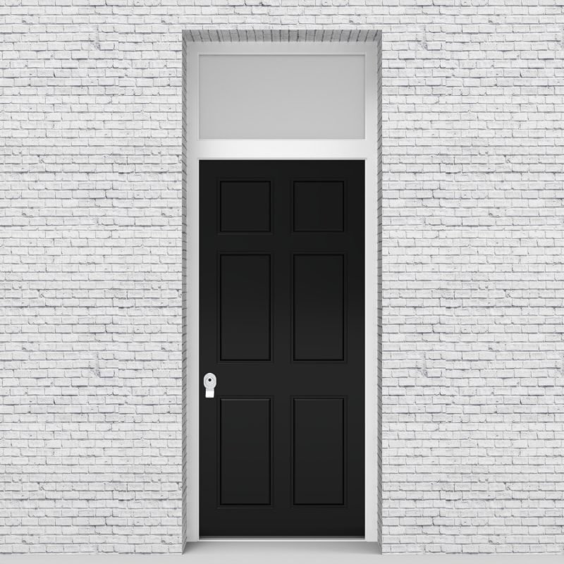 6.single Door With Transom Victorian 6 Panel Jet Black (ral9005)