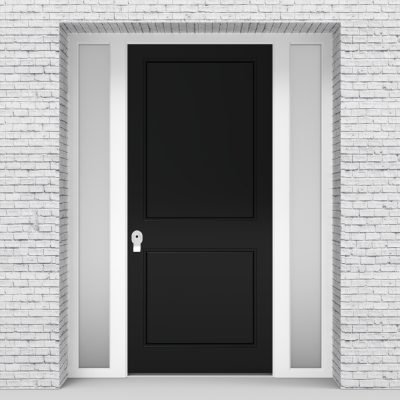 6.single Door With Two Side Panels Two Panel Jet Black (ral9005)
