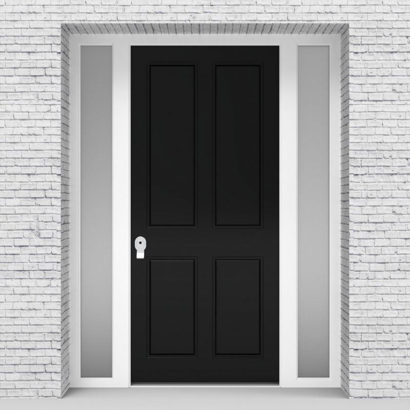 6.single Door With Two Side Panels Victorian 4 Panel Jet Black (ral9005)