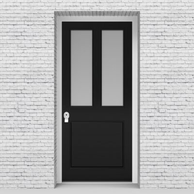 6.single Edwardian 3 Panel With 2 Glass Panes Jet Black (ral9005)