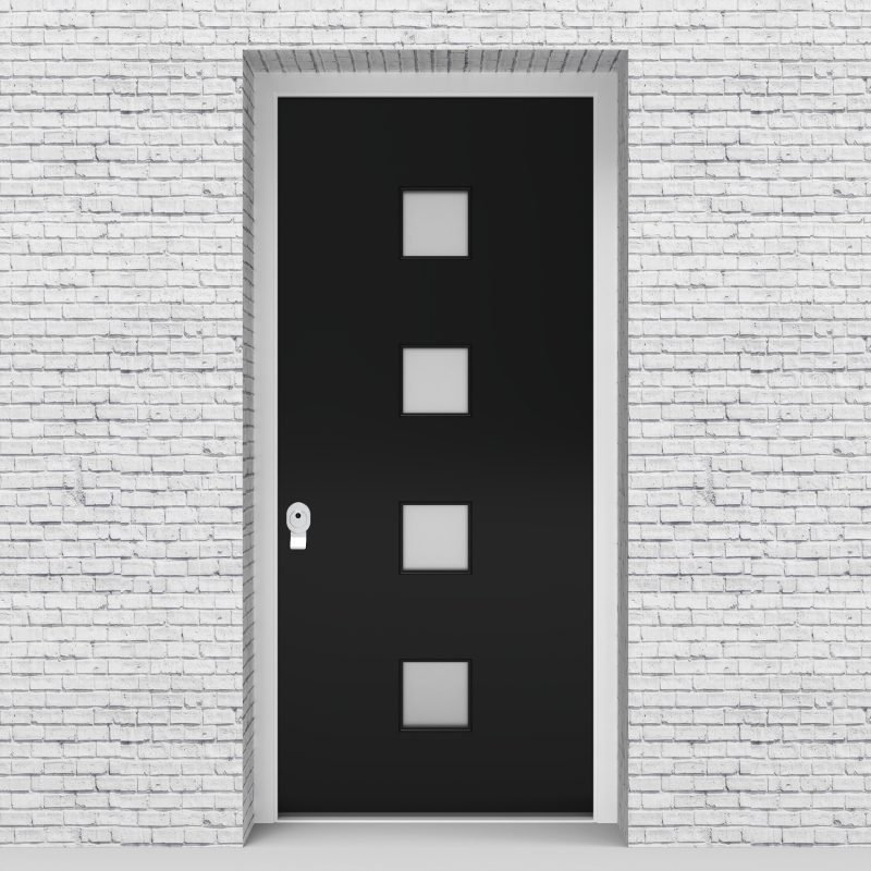 6.single Plain With 4 Glass Squares Jet Black (ral9005)