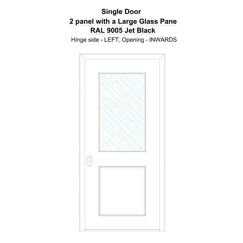 Sd 2 Panel With A Large Glass Pane Ral 9005 Jet Black Security Door