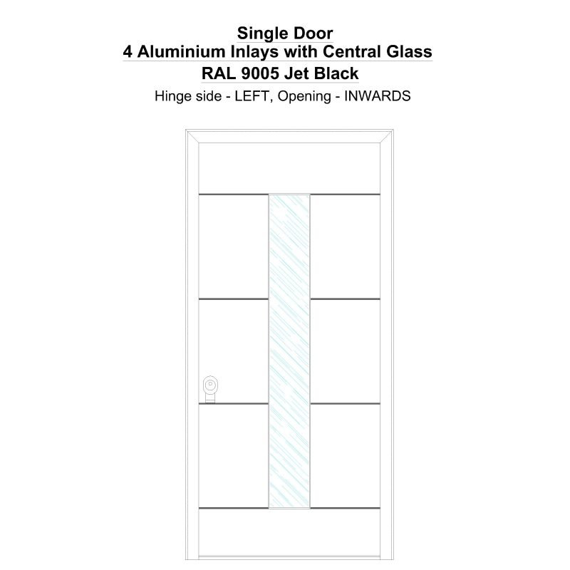 Sd 4 Aluminium Inlays With Central Glass Ral 9005 Jet Black Security Door