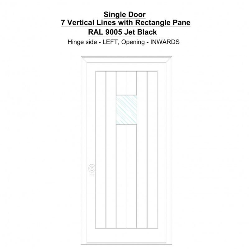 Sd 7 Vertical Lines With Rectangle Pane Ral 9005 Jet Black Security Door