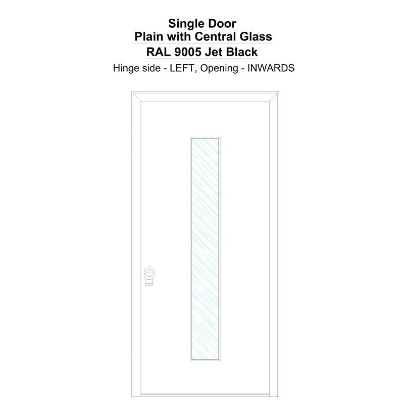 Sd Plain With Central Glass Ral 9005 Jet Black Security Door