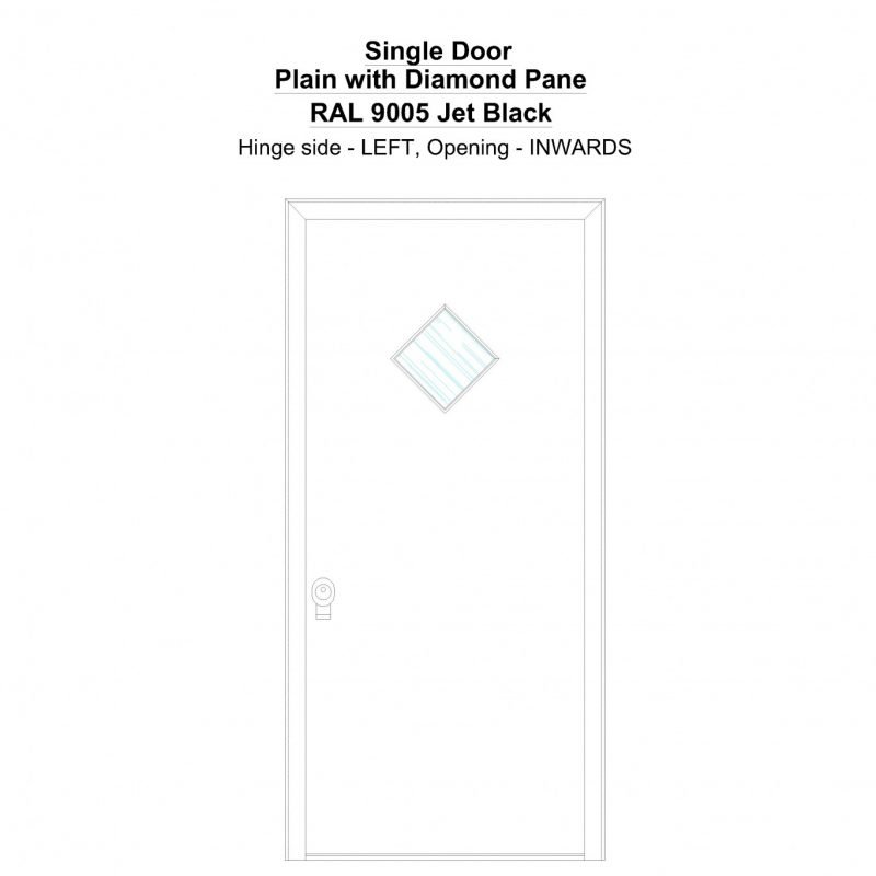 Sd Plain With Diamond Pane Ral 9005 Jet Black Security Door