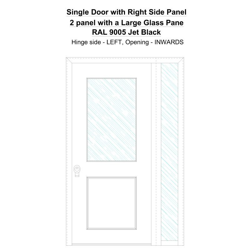 Sd1sp (right) 2 Panel With A Large Glass Pane Ral 9005 Jet Black Security Door