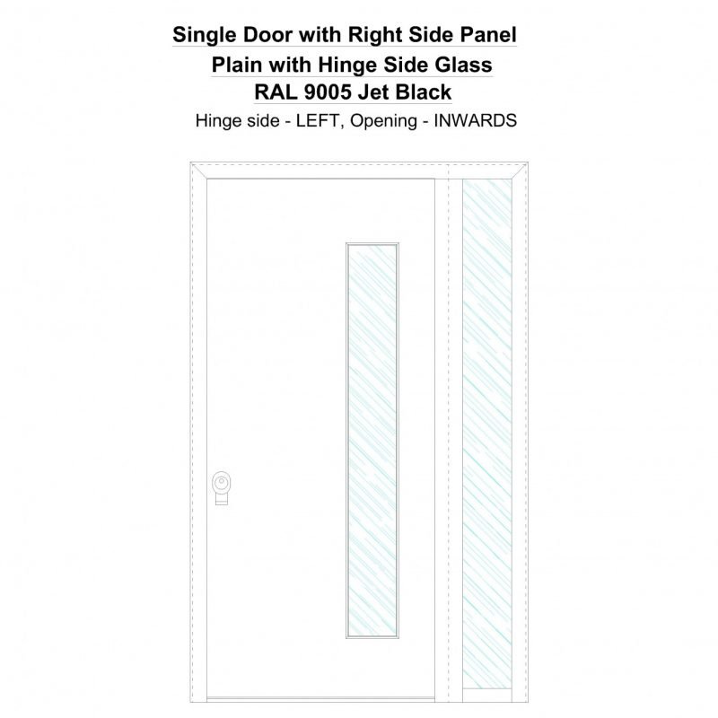 Sd1sp (right) Plain With Hinge Side Glass Ral 9005 Jet Black Security Door