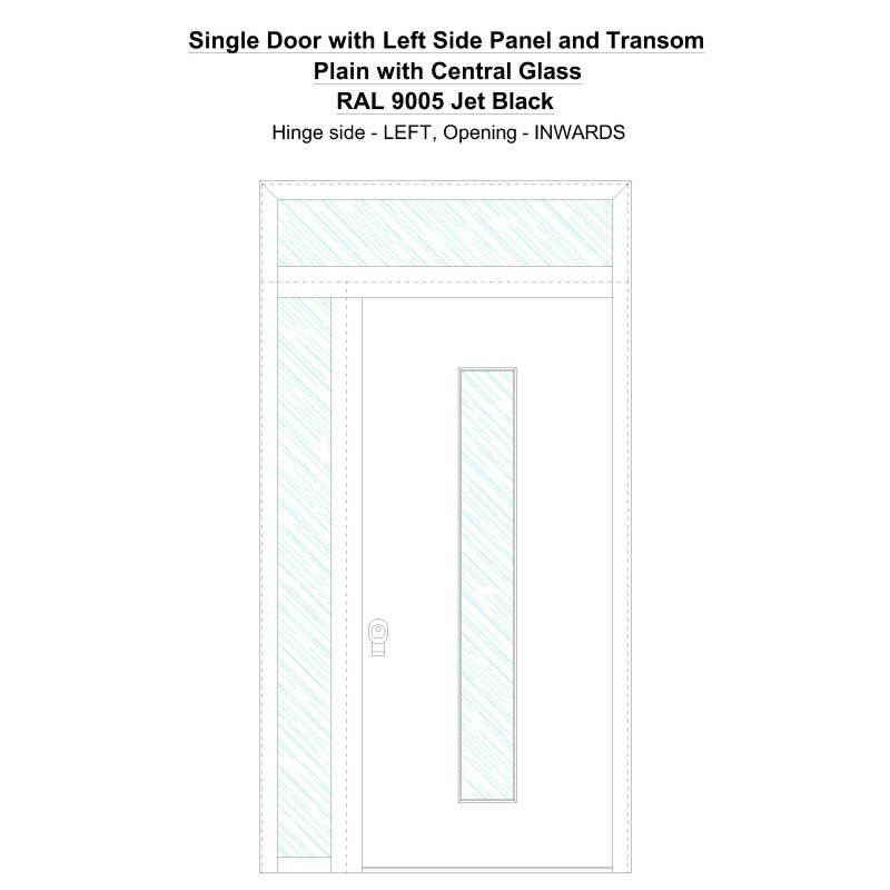 Sd1spt(left) Plain With Central Glass Ral 9005 Jet Black Security Door