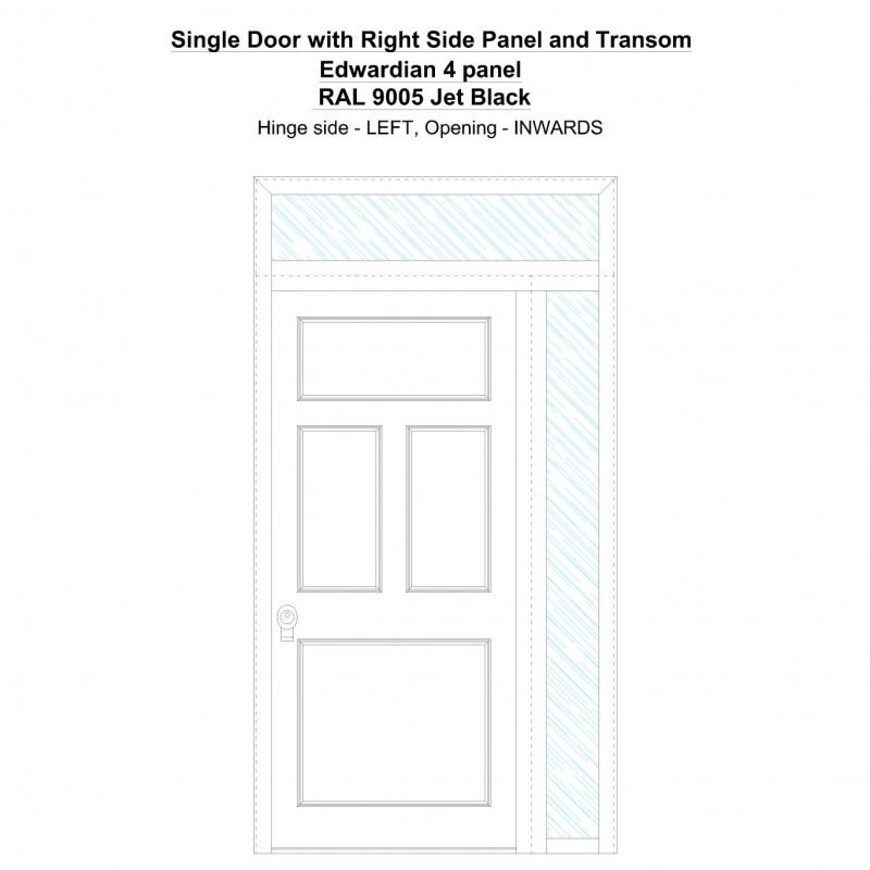 Sd1spt(right) Edwardian 4 Panel Ral 9005 Jet Black Security Door