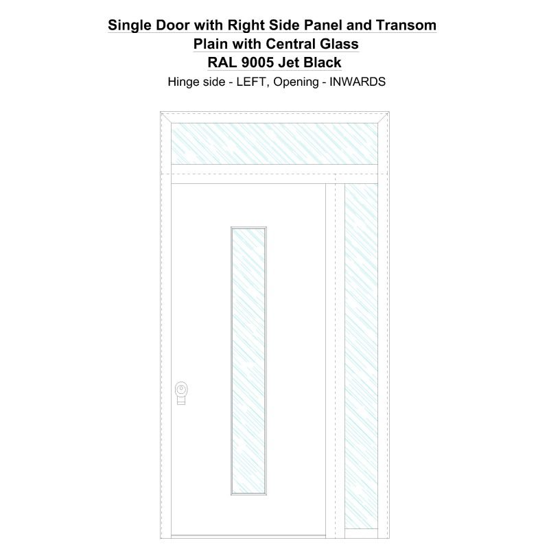 Sd1spt(right) Plain With Central Glass Ral 9005 Jet Black Security Door