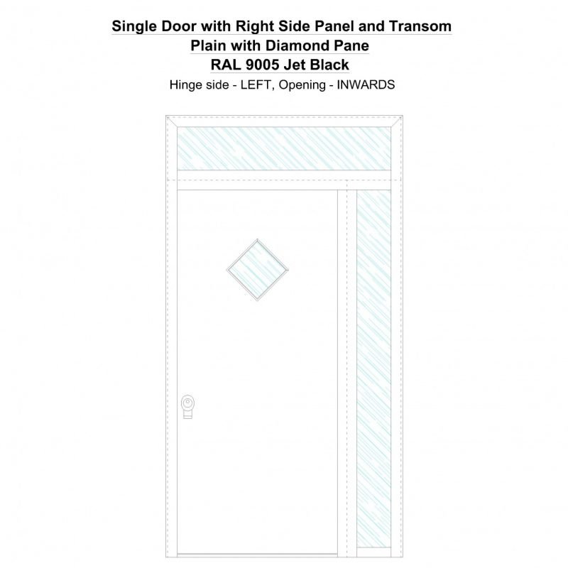 Sd1spt(right) Plain With Diamond Pane Ral 9005 Jet Black Security Door