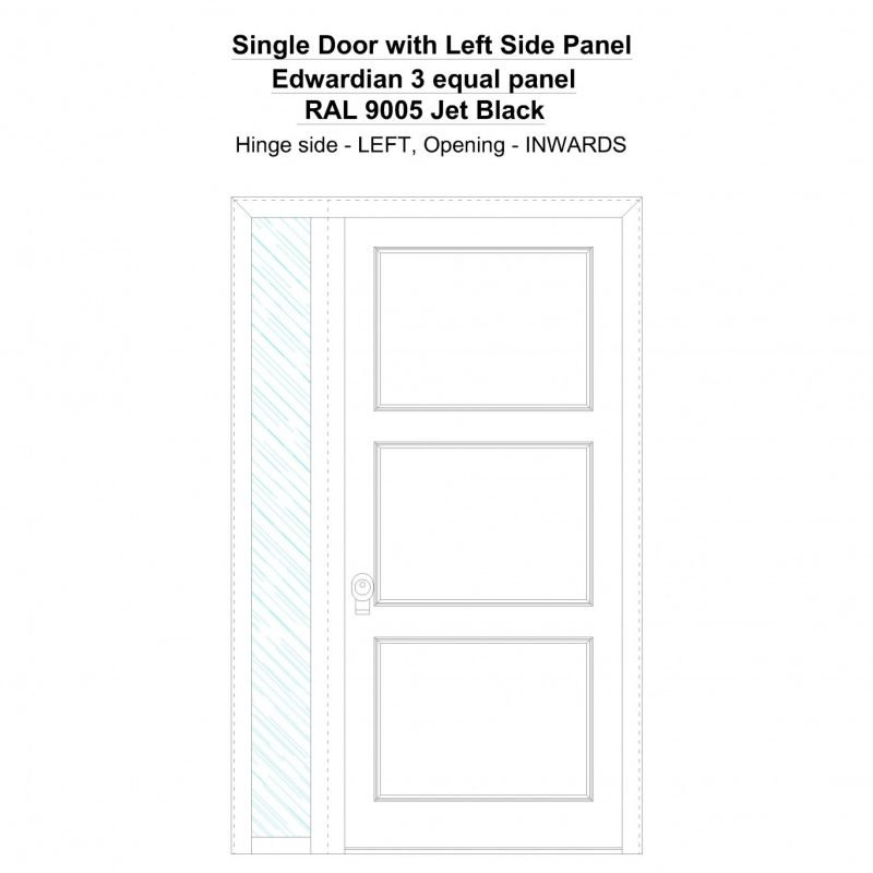 Sd1sp(left) Edwardian 3 Equal Panel Ral 9005 Jet Black Security Door