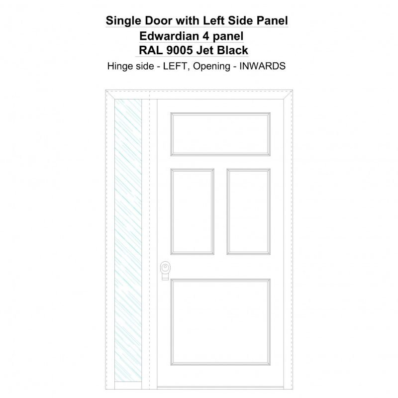 Sd1sp(left) Edwardian 4 Panel Ral 9005 Jet Black Security Door