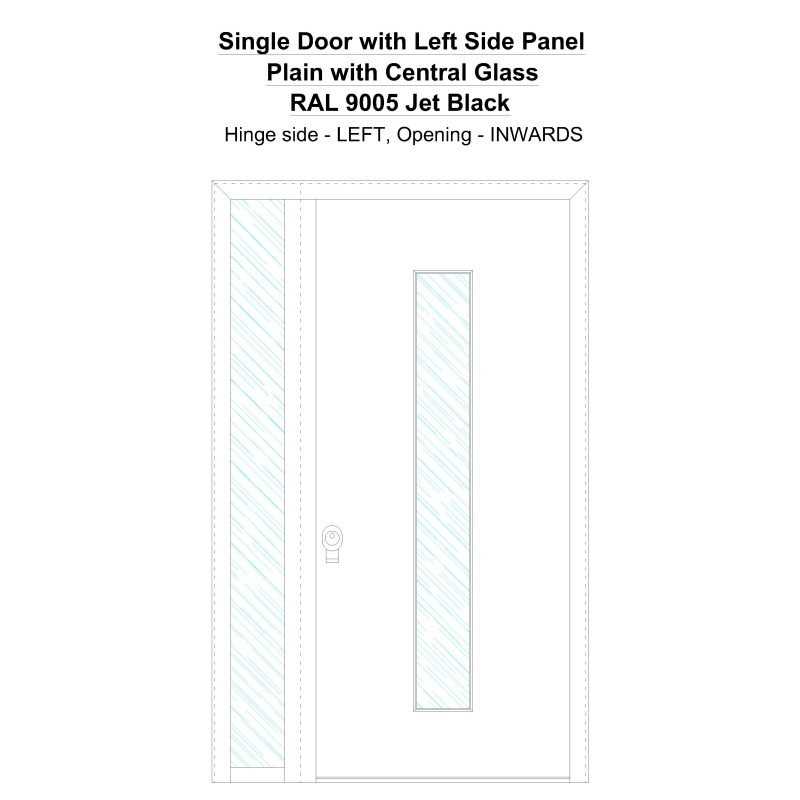 Sd1sp(left) Plain With Central Glass Ral 9005 Jet Black Security Door