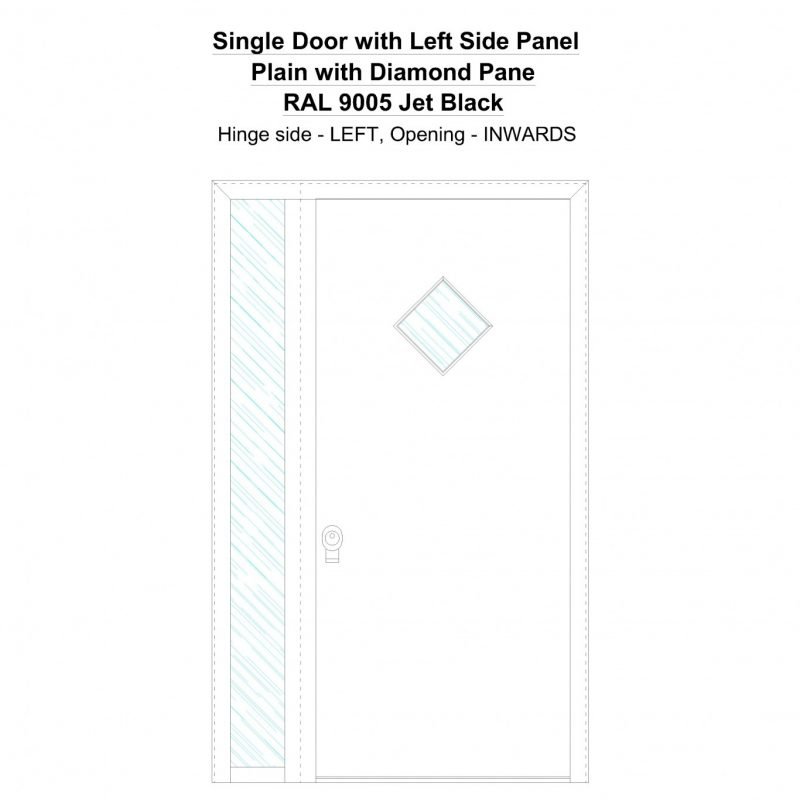 Sd1sp(left) Plain With Diamond Pane Ral 9005 Jet Black Security Door