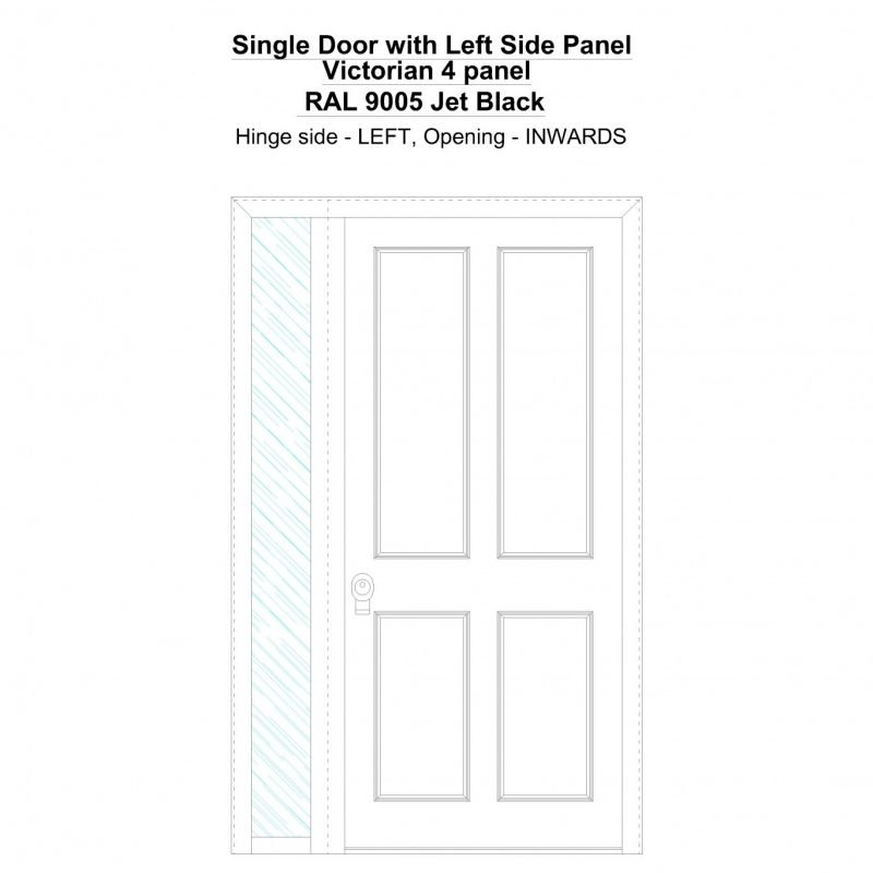 Sd1sp(left) Victorian 4 Panel Ral 9005 Jet Black Security Door