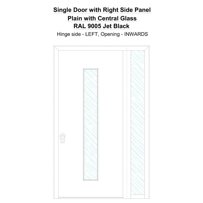 Sd1sp(right) Plain With Central Glass Ral 9005 Jet Black Security Door