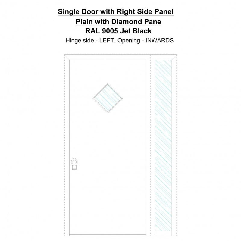 Sd1sp(right) Plain With Diamond Pane Ral 9005 Jet Black Security Door