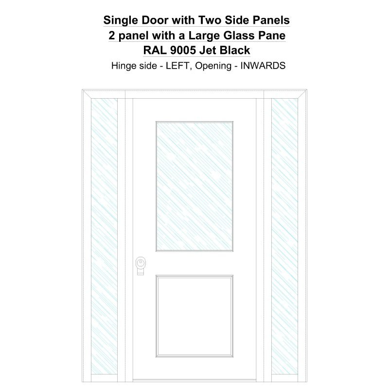 Sd2sp 2 Panel With A Large Glass Pane Ral 9005 Jet Black Security Door
