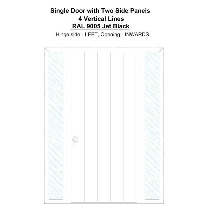 Sd2sp 4 Vertical Lines Ral 9005 Jet Black Security Door
