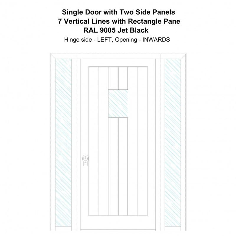 Sd2sp 7 Vertical Lines With Rectangle Pane Ral 9005 Jet Black Security Door