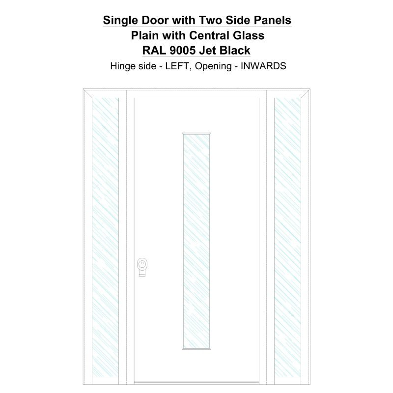 Sd2sp Plain With Central Glass Ral 9005 Jet Black Security Door