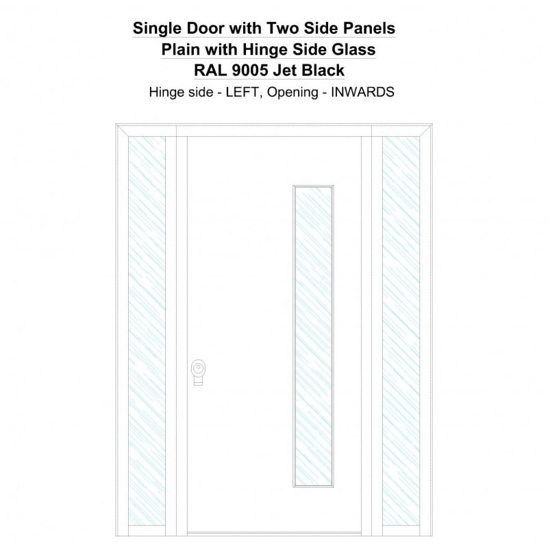 Sd2sp Plain With Hinge Side Glass Ral 9005 Jet Black Security Door