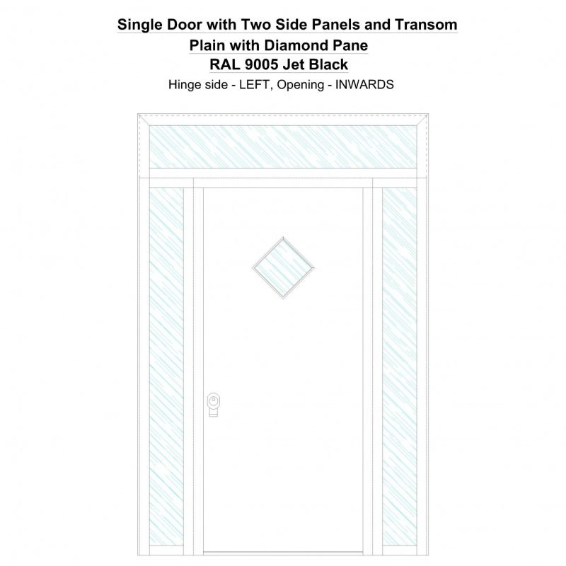 Sd2spt Plain With Diamond Pane Ral 9005 Jet Black Security Door