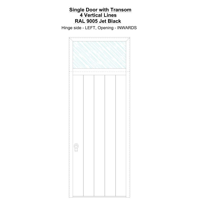 Sdt 4 Vertical Lines Ral 9005 Jet Black Security Door