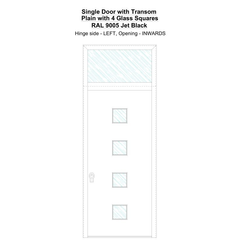 Sdt Plain With 4 Glass Squares Ral 9005 Jet Black Security Door