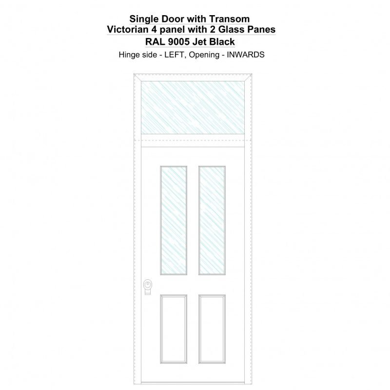 Sdt Victorian 4 Panel With 2 Glass Panes Ral 9005 Jet Black Security Door
