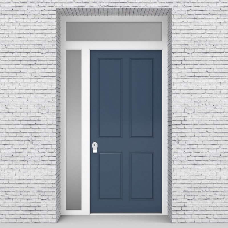 10.single Door With Left Side Panel And Transom Victorian 4 Panel Pigeon Blue (ral5014)