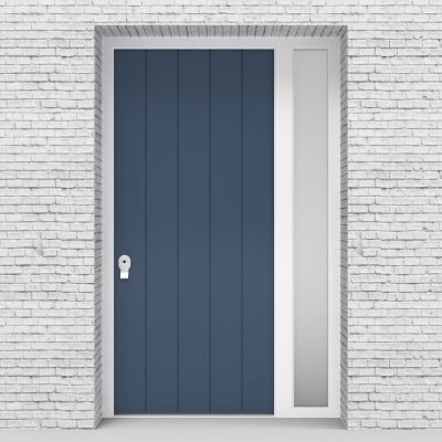 10.single Door With Right Side Panel 4 Vertical Lines Pigeon Blue (ral5014)