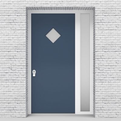 10.single Door With Right Side Panel Plain With Diamond Pane Pigeon Blue (ral5014)